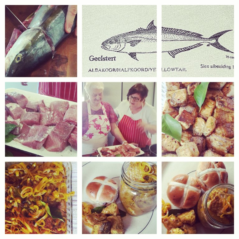 Ek kry geelstert by my broer Theo - uit sy viswinkel in Lion Square, Somerset-Wes. 