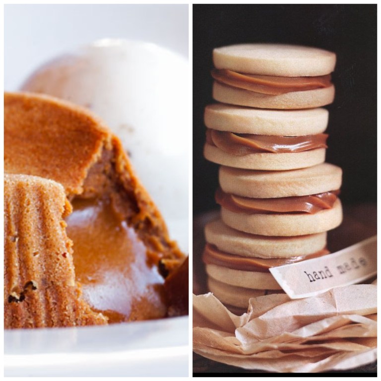 Begeerlike karamellooppoeding en alfojores-broskoekies 