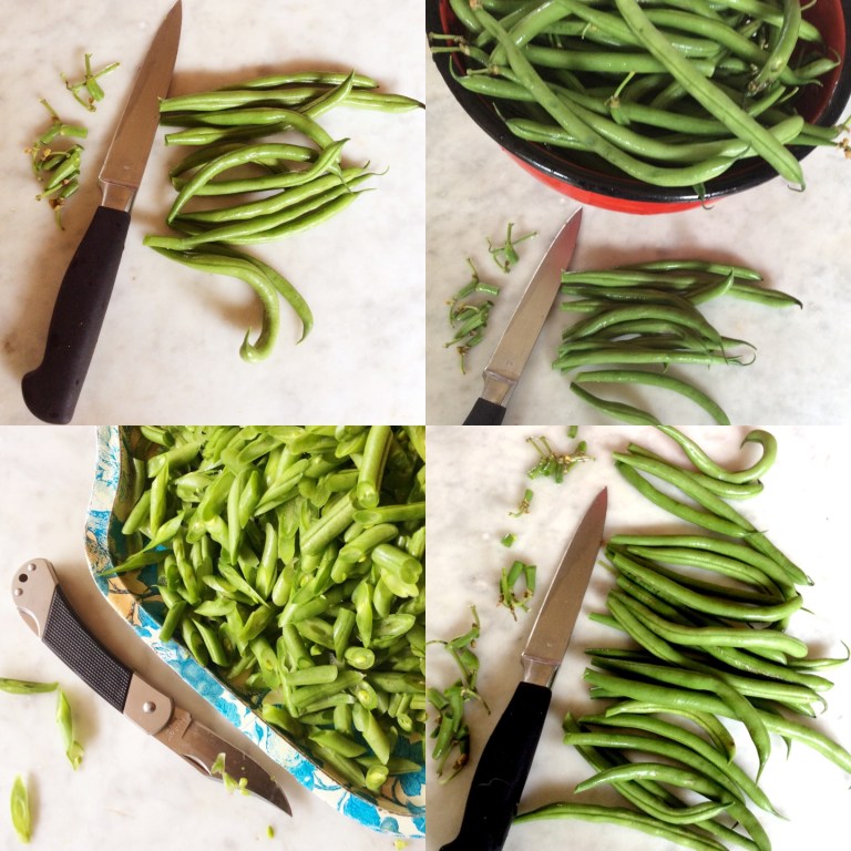 Dis vir my heerlike ontspanning om te sit met 'n bak groenbone en dit op te kerf.