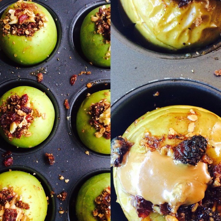 Appeltjies voor en na die oond. 